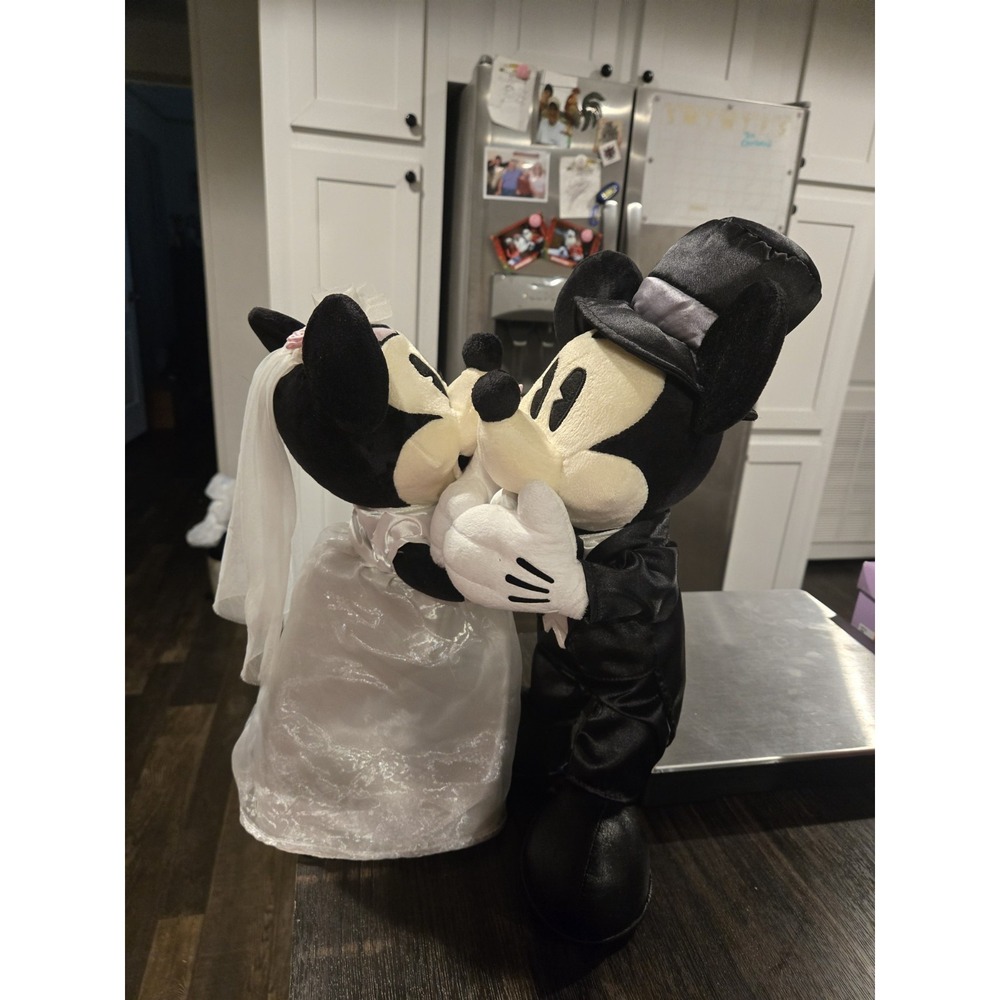 Mickey Minnie Bride Groom Disney Wedding 16 Inch Plush Set Vintage RARE